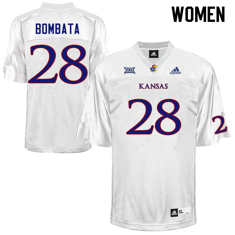 Women #28 Nazar Bombata Kansas Jayhawks College Football Jerseys Sale-White